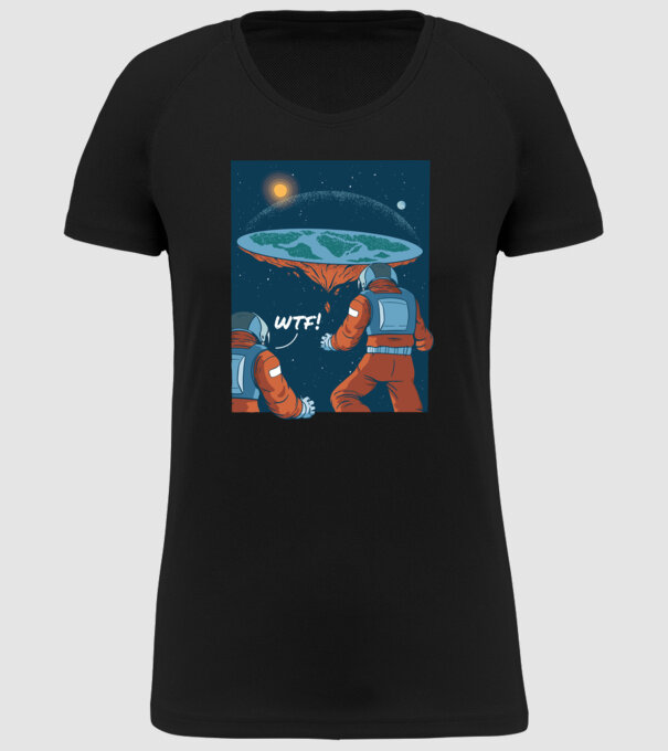 Astronaut Pământ plat model negru pe tricou