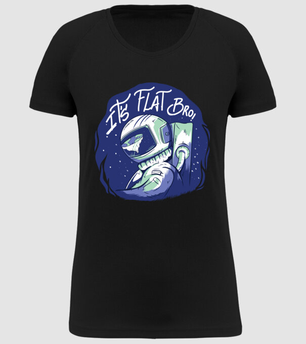 Astronaut Pământ plat model negru pe tricou
