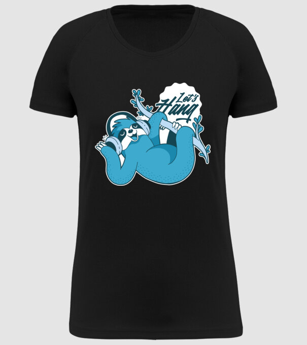 'Let''s Hang tricou cu leneș' model negru pe tricou