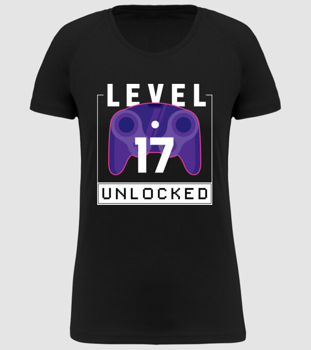 Level 17 Unlocked Gamer Birthday model negru pe tricou