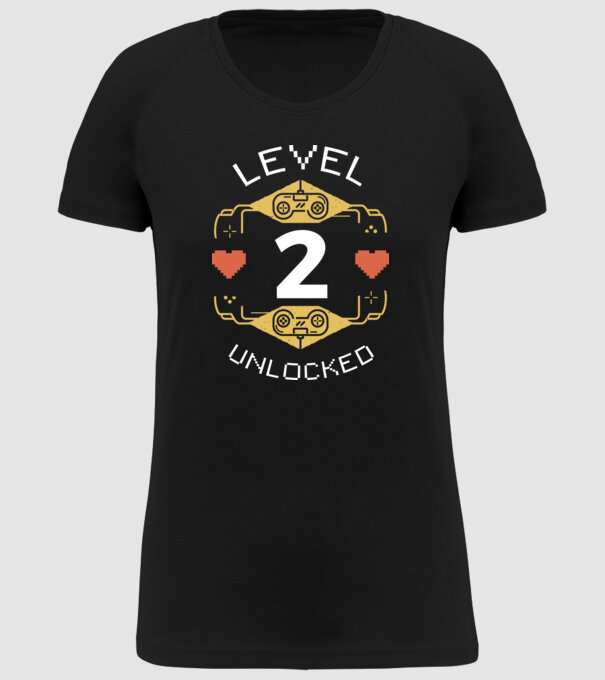 Level 2 Unlocked Gamer Birthday model negru pe tricou