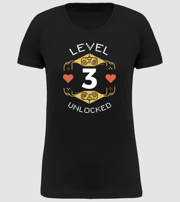 Level 3 Unlocked Gamer Birthday model negru pe tricou