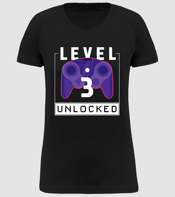 Level 3 Unlocked Gamer Birthday model negru pe tricou