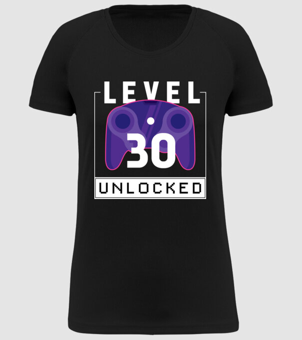Level 30 Unlocked Gamer Birthday model negru pe tricou