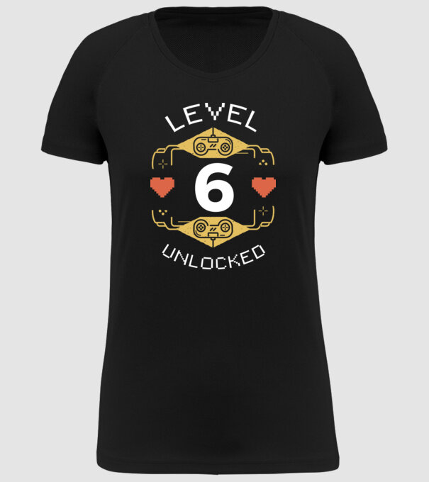 Level 6 Unlocked Gamer Birthday model negru pe tricou