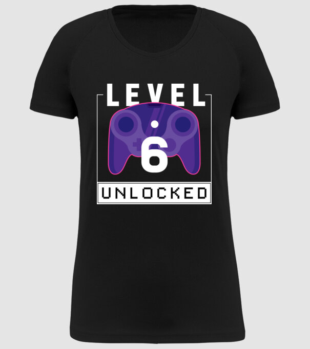 Level 6 Unlocked Gamer Birthday model negru pe tricou
