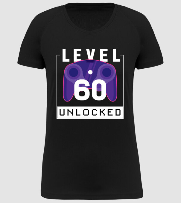 Level 60 Unlocked Gamer Birthday model negru pe tricou
