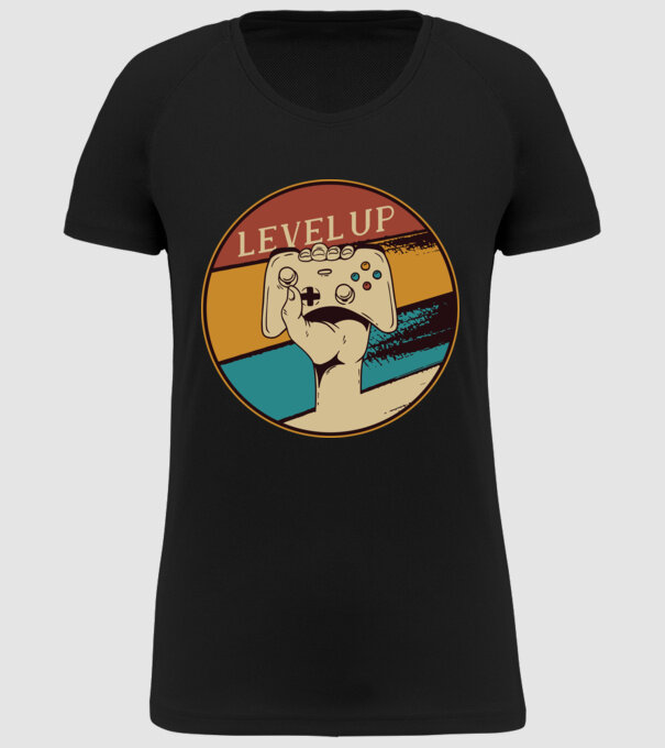 Level up - Trecere nivel Gamer model negru pe tricou
