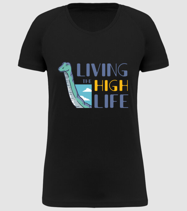 Living the High Life Dinosaur model negru pe tricou