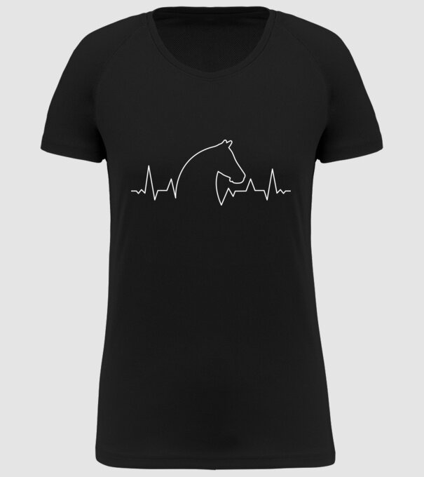 Bătăi de inimă cu cal model negru pe tricou