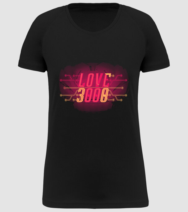 Love 3000 model negru pe tricou