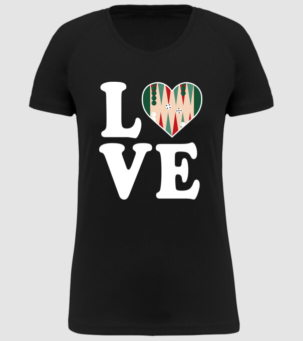 Love Backgammon model negru pe tricou