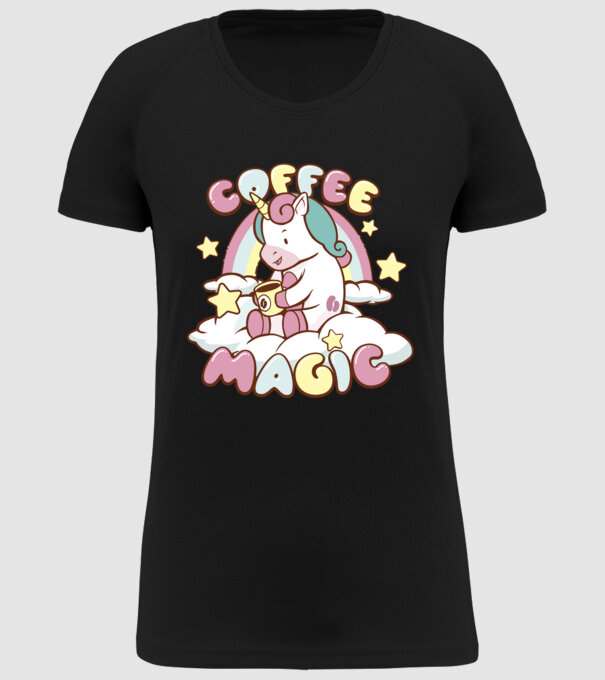 Cafea Magică Unicorn model negru pe tricou