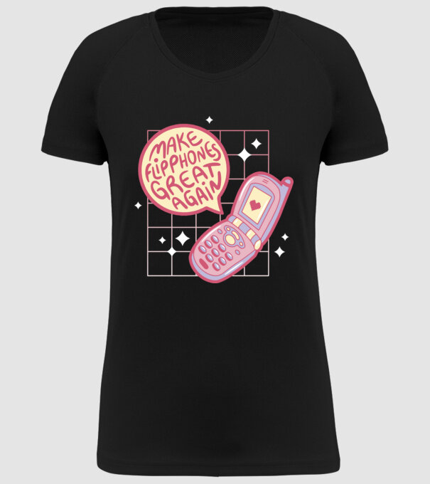 Make Flipphones Great Again Retro model negru pe tricou