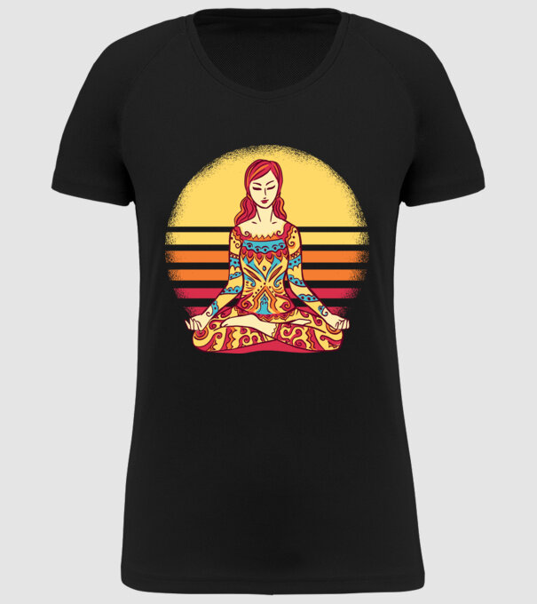 Mandala Yoga Meditație model negru pe tricou