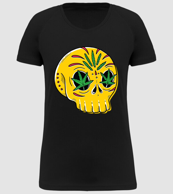 Marijuana Craniu model negru pe tricou