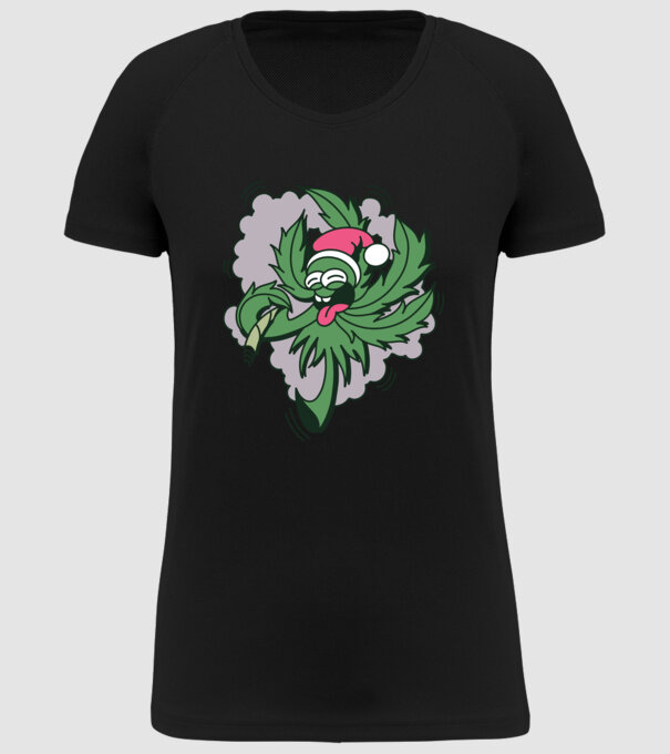 Marijuana Santa model negru pe tricou