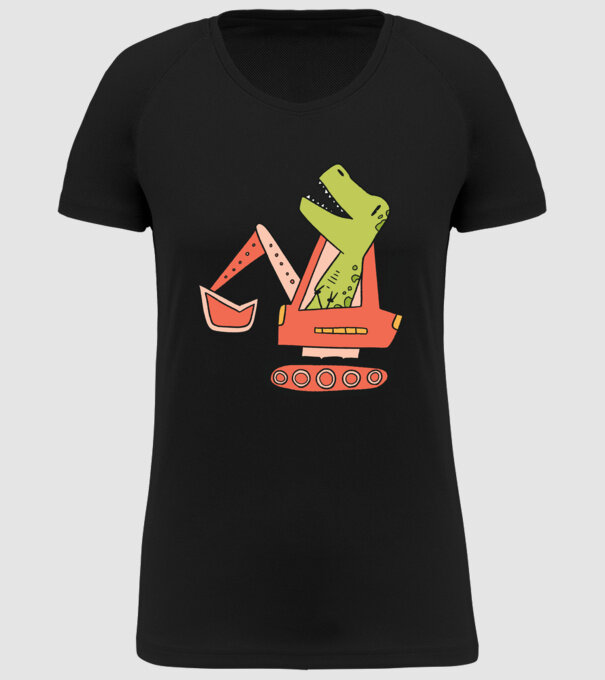 Excavator dinozaur model negru pe tricou