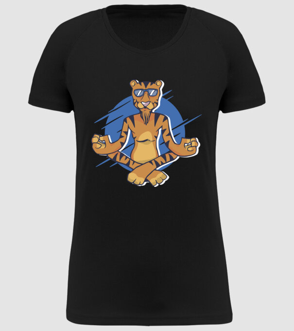 Tigru meditator model negru pe tricou