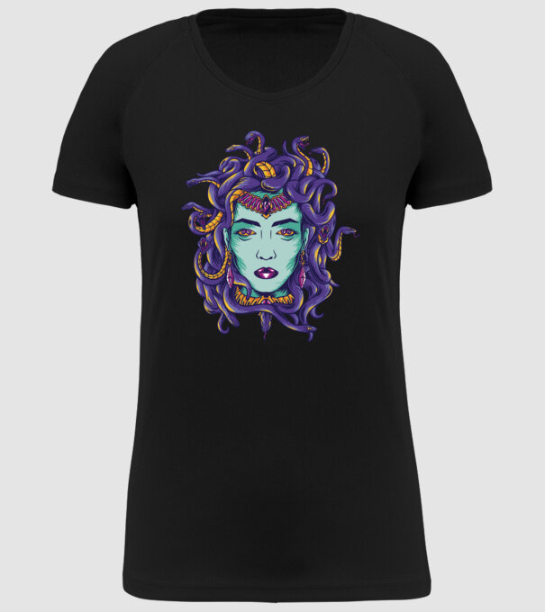 Cap de meduză model negru pe tricou