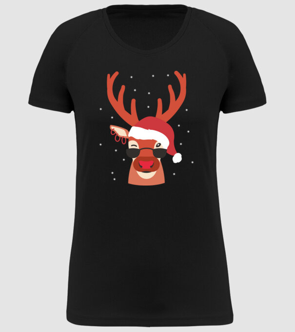 Ren cool de Crăciun model negru pe tricou