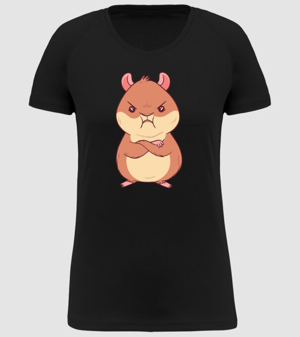 Hamster furios model negru pe tricou