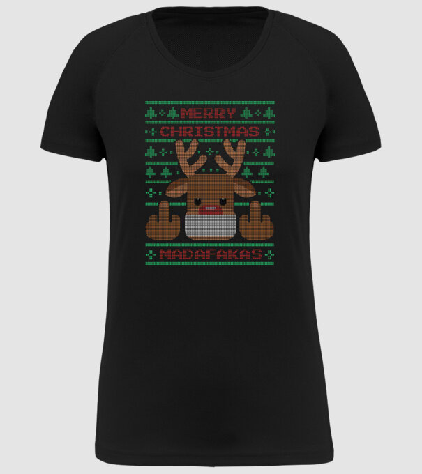 Merry Christmas Madafakas model negru pe tricou