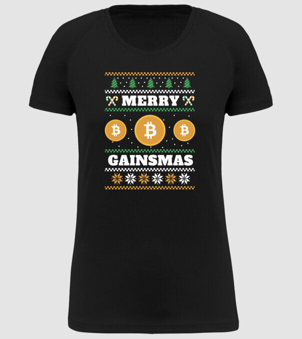 Merry Gainmas Bitcoin tricou cu pulovăr urât model negru pe tricou