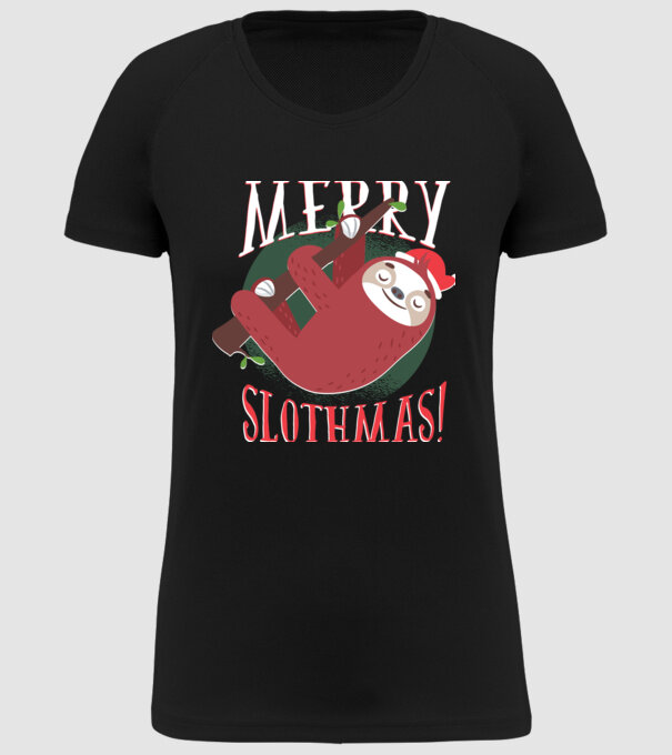 Merry Slothmas Crăciun cu Leneș model negru pe tricou
