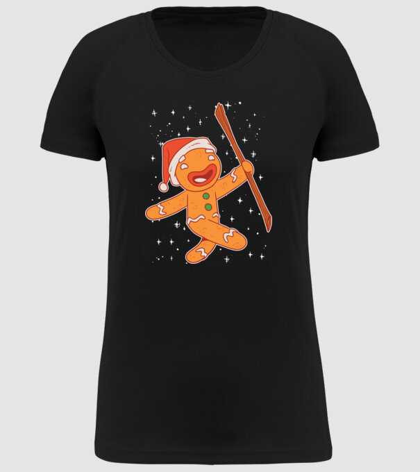 Turtă dulce Moș Crăciun tricou model negru pe tricou
