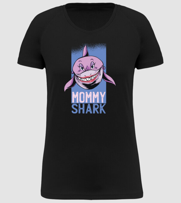 Mommy Shark tricou pentru mama model negru pe tricou