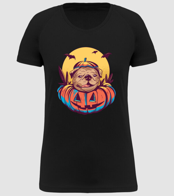 Mops Halloween model negru pe tricou
