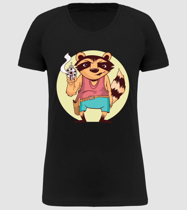 Raton cu armă model negru pe tricou