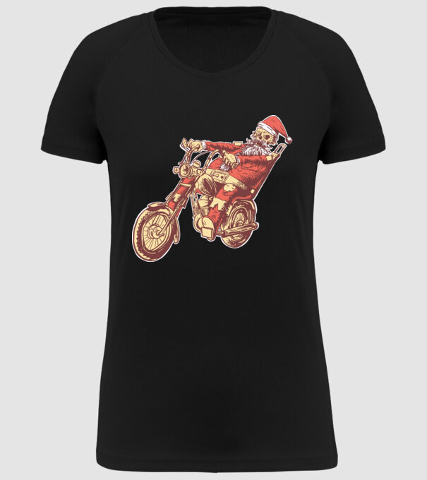 Moș Crăciun Motociclist model negru pe tricou