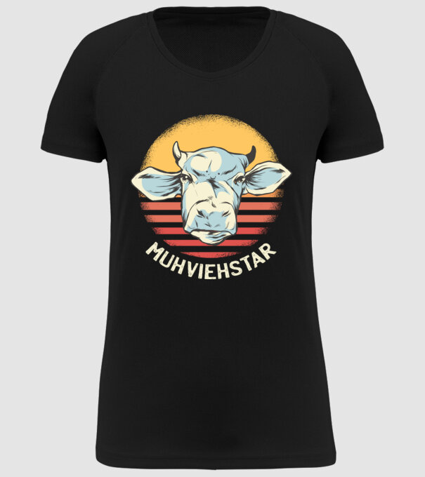 Vacă Muhviehstar model negru pe tricou