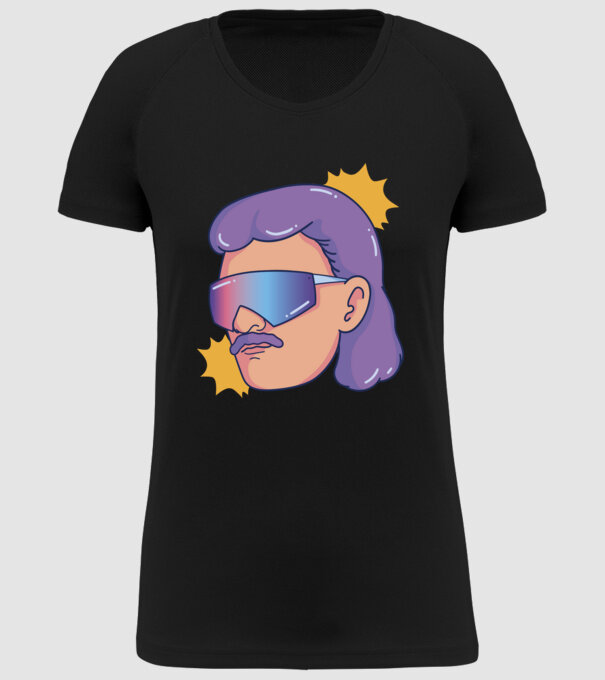 Cap Mullet Retro model negru pe tricou