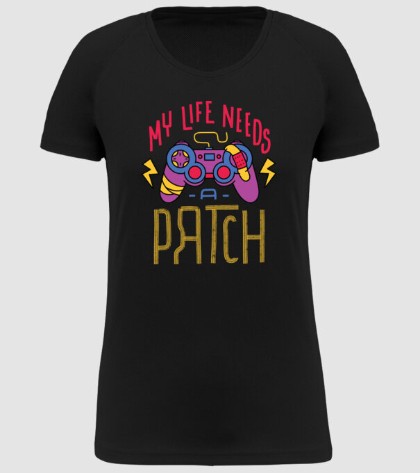 My life needs a patch Gamer model negru pe tricou