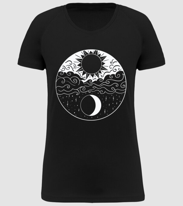 Soare și Lună Jin Jang model negru pe tricou
