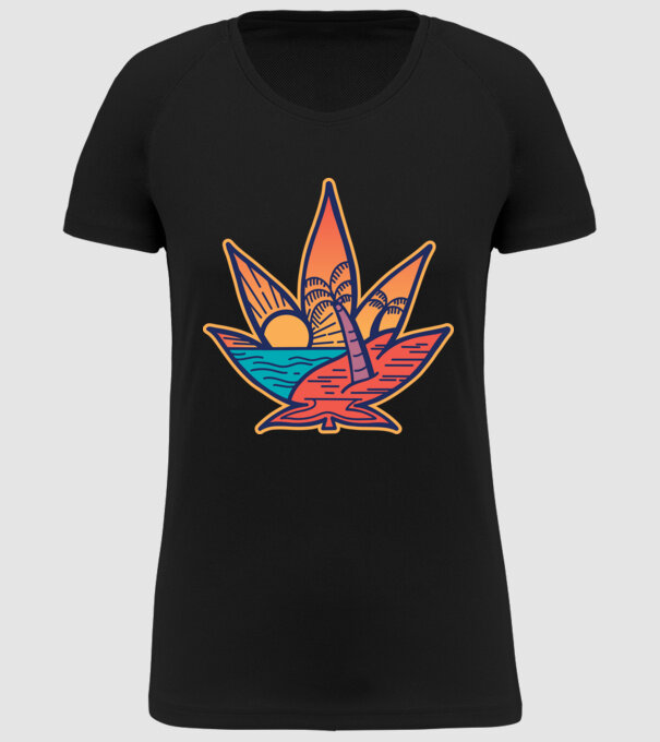 Apus de soare Frunză de marijuana model negru pe tricou
