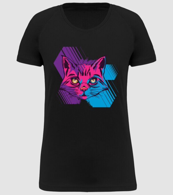 Pisică Neon model negru pe tricou