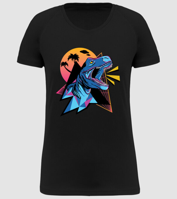 Tricou Neon dinozaur retro model negru pe tricou