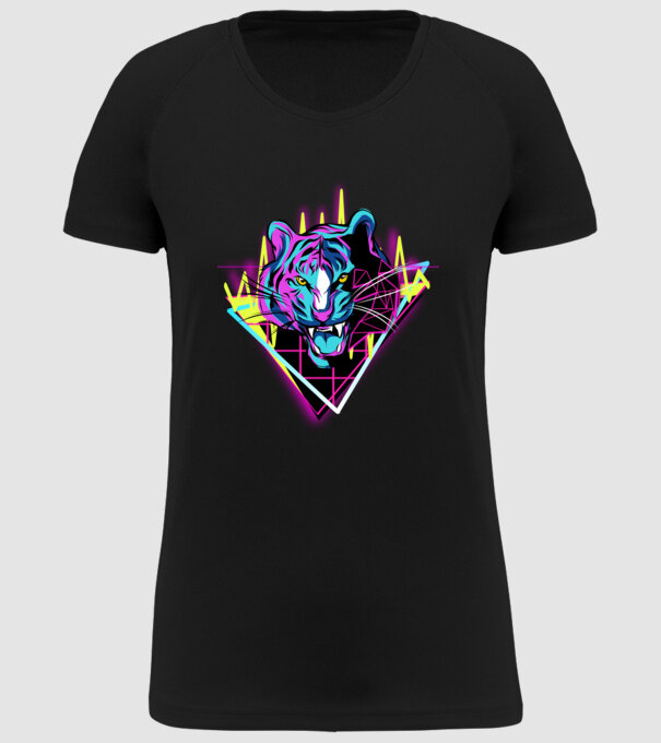 Tigru Neon anii 80 retro model negru pe tricou