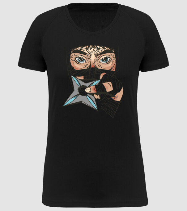 Cap de ninja model negru pe tricou