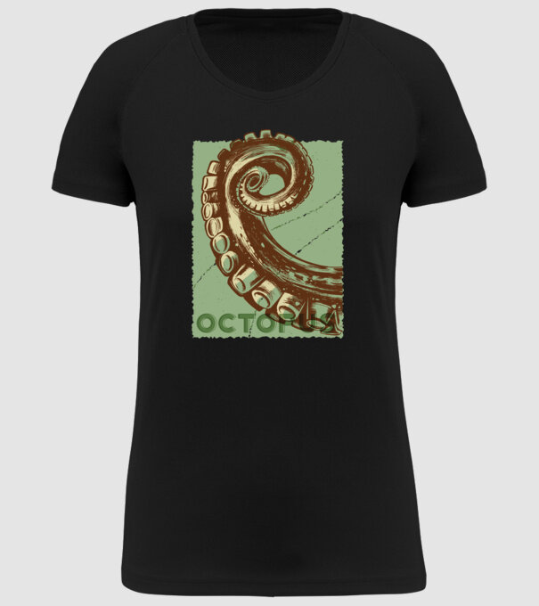Caracatiță Octopus model negru pe tricou