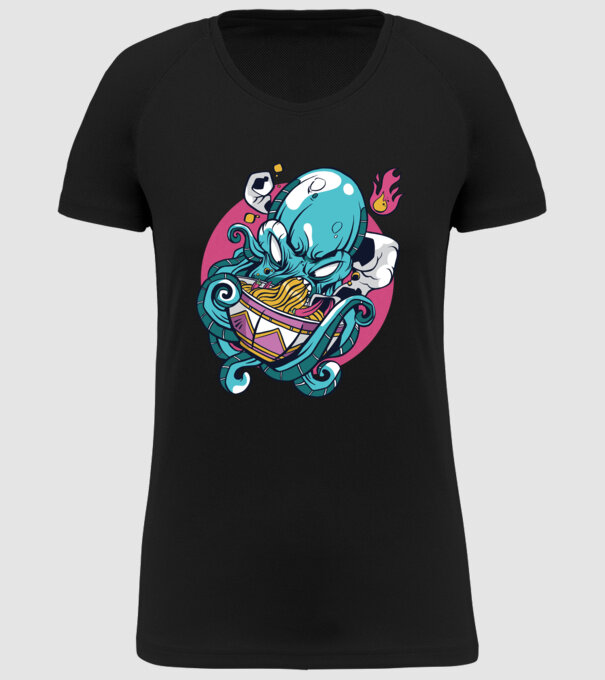 Octopus Ramen model negru pe tricou
