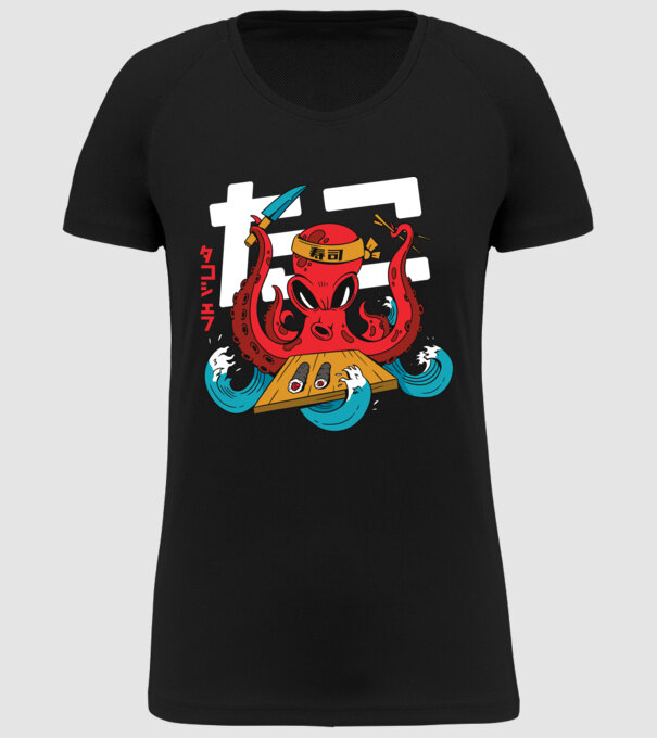 Octopus Sushi model negru pe tricou