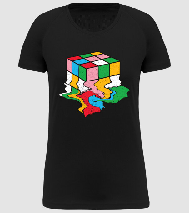 Cub Rubik topindu-se model negru pe tricou