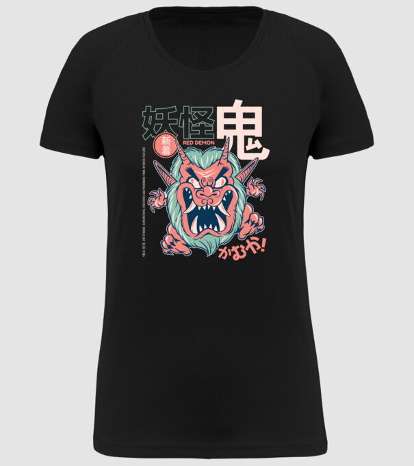 Oni Yokai Anime model negru pe tricou