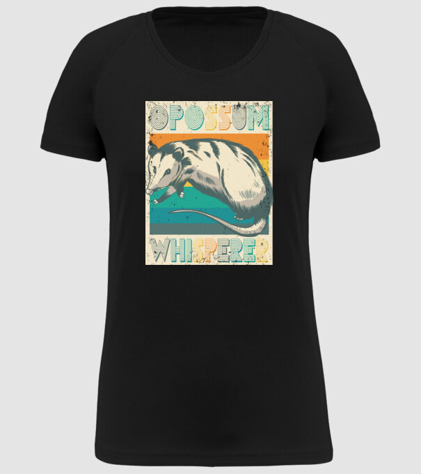 Opossum Whisperer model negru pe tricou