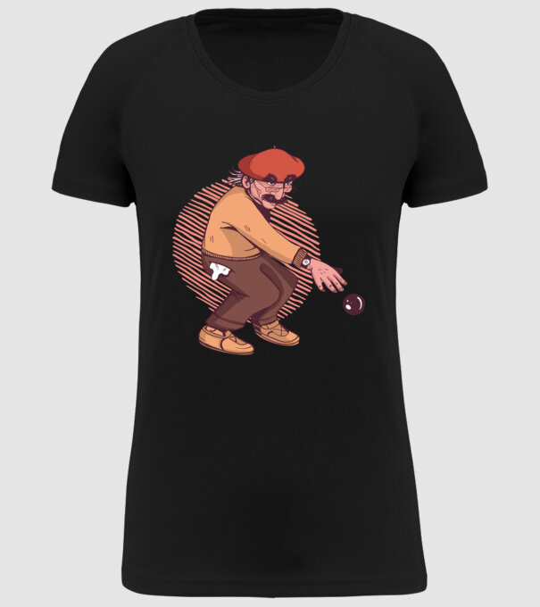 Petanque bătrân model negru pe tricou